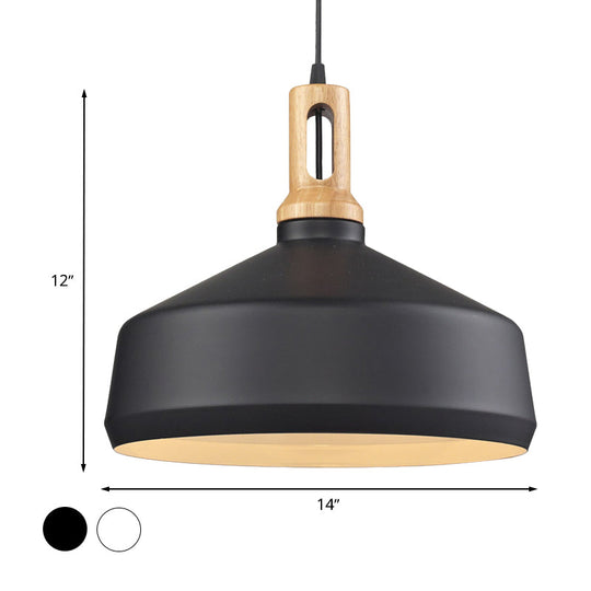 Modern Aluminum Cone/Drum Shade Hanging Ceiling Light - 1 Pendant In Black/White