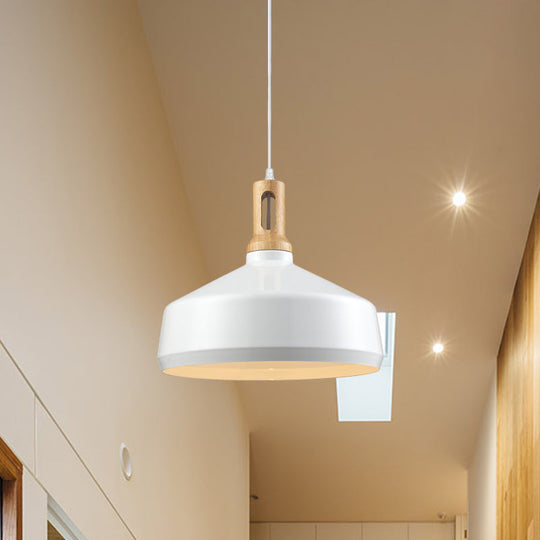 Modern Hanging Ceiling Light With Cone/Drum Shade - 1-Light Aluminum Pendant For Dining Room