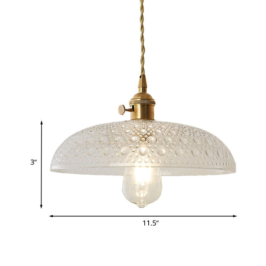 Vintage Retro Hanging Dome Ceiling Light With Clear Glass Shade - 1-Light Pendant