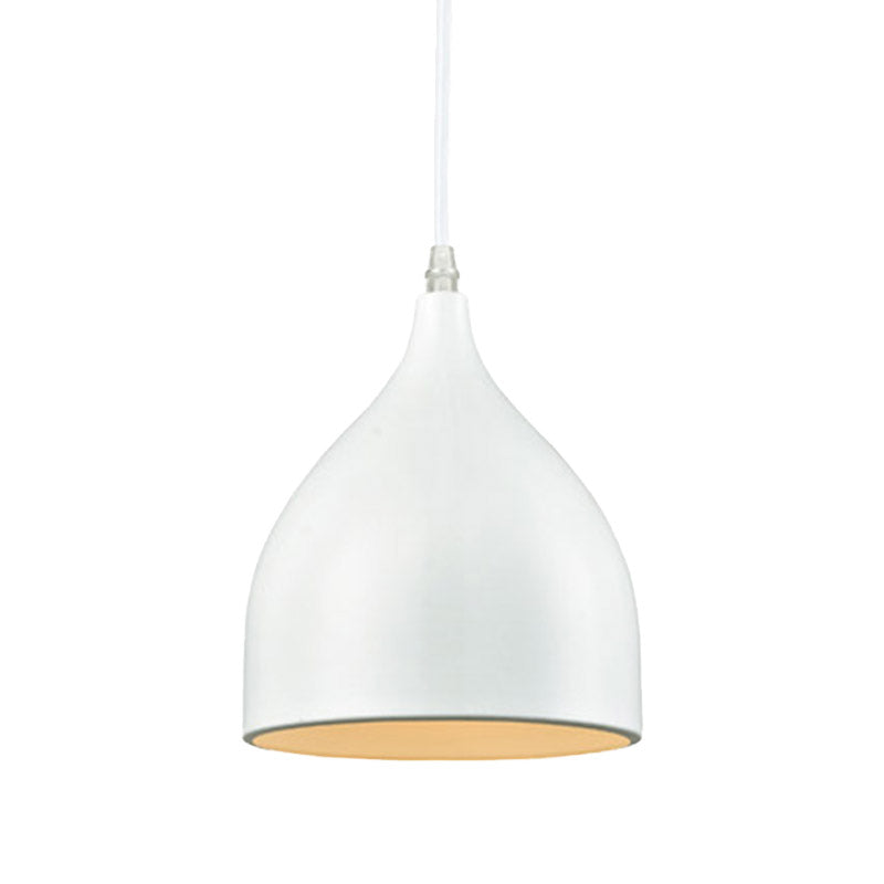Modernist Metal Kitchen Pendant Light | Black/White Domed Hanging Lamp With 1 Bulb