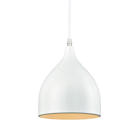 Modernist Metal Kitchen Pendant Light | Black/White Domed Hanging Lamp With 1 Bulb