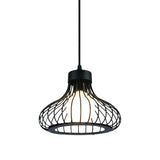 Retro Black Metal Pendant Light With Wire Cage - Perfect For Kitchen