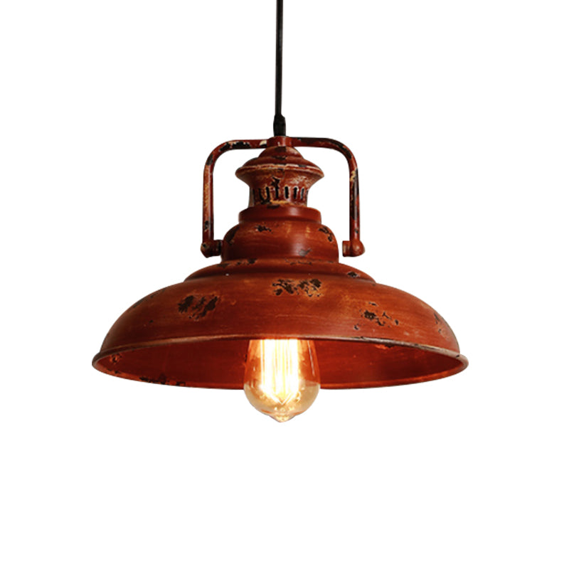 Rustic Lodge Industrial Pendant Light For Restaurants - Adjustable Cord Barn Ceiling Fixture Metal