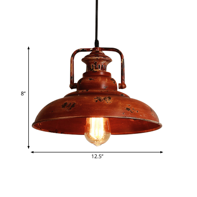 Rustic Lodge Industrial Pendant Light For Restaurants - Adjustable Cord Barn Ceiling Fixture Metal