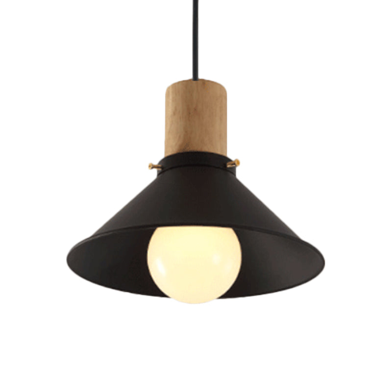 Metallic Black Pendant Lamp With Cone/Saucer Shade And Contemporary Design For Living Room