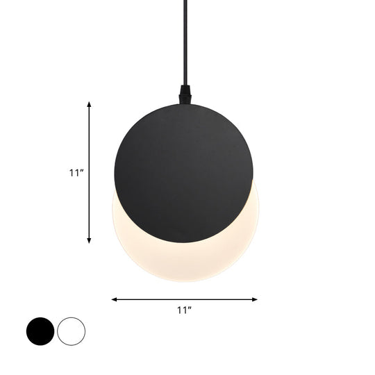 Rotatable Led Pendant Hanging Lamp With Acrylic Shade In Warm/White Light 7’/11’W - Black/White
