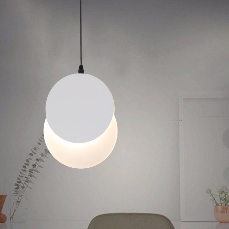 Rotatable Led Pendant Hanging Lamp With Acrylic Shade In Warm/White Light 7’/11’W - Black/White