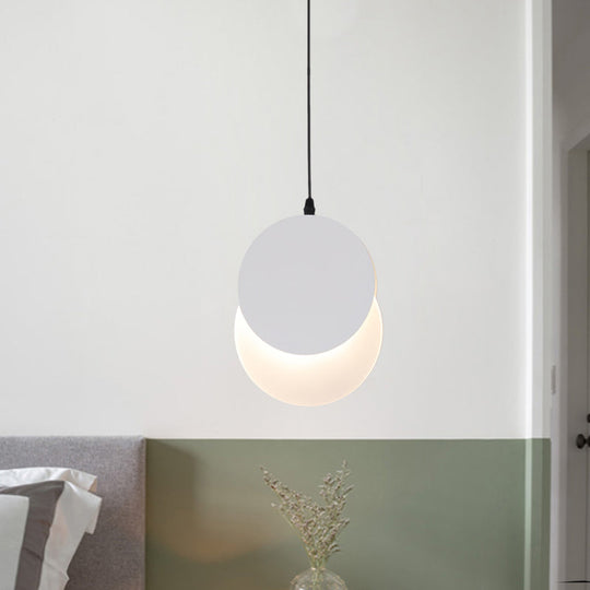Rotatable Led Pendant Hanging Lamp With Acrylic Shade In Warm/White Light 7’/11’W - Black/White