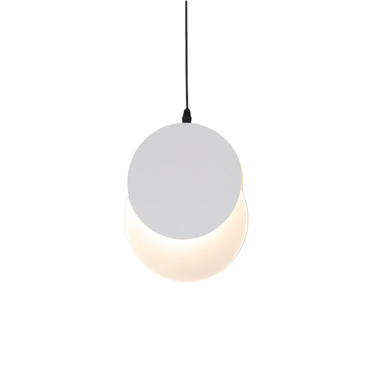 Modern Led Pendant Hanging Lamp - Rotatable Crescent Drop Light With Acrylic Shade In Black/White