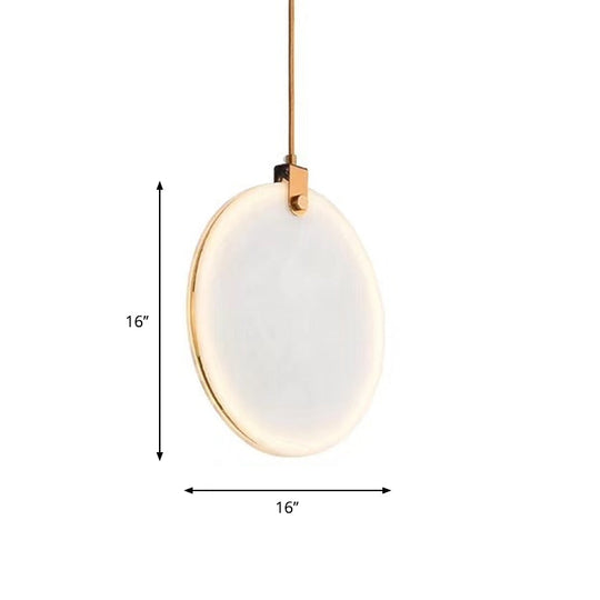 Modern White Glass Pendant Lamp With Led In 8/10/12 Diameter And Warm Light