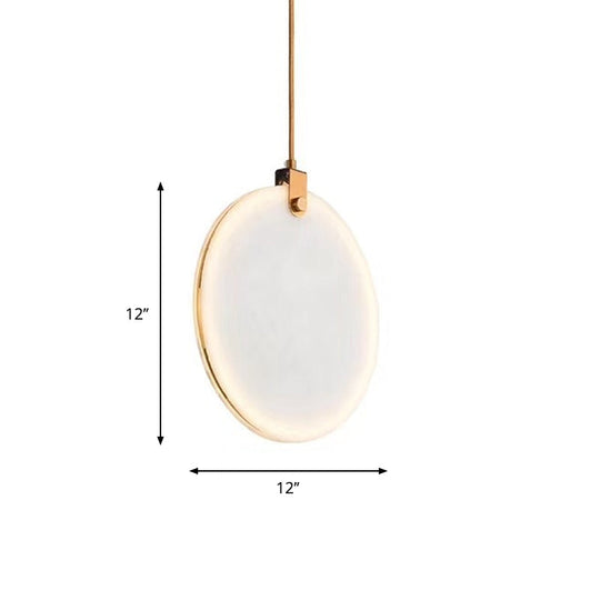 Modern White Glass Pendant Lamp With Led In 8/10/12 Diameter And Warm Light