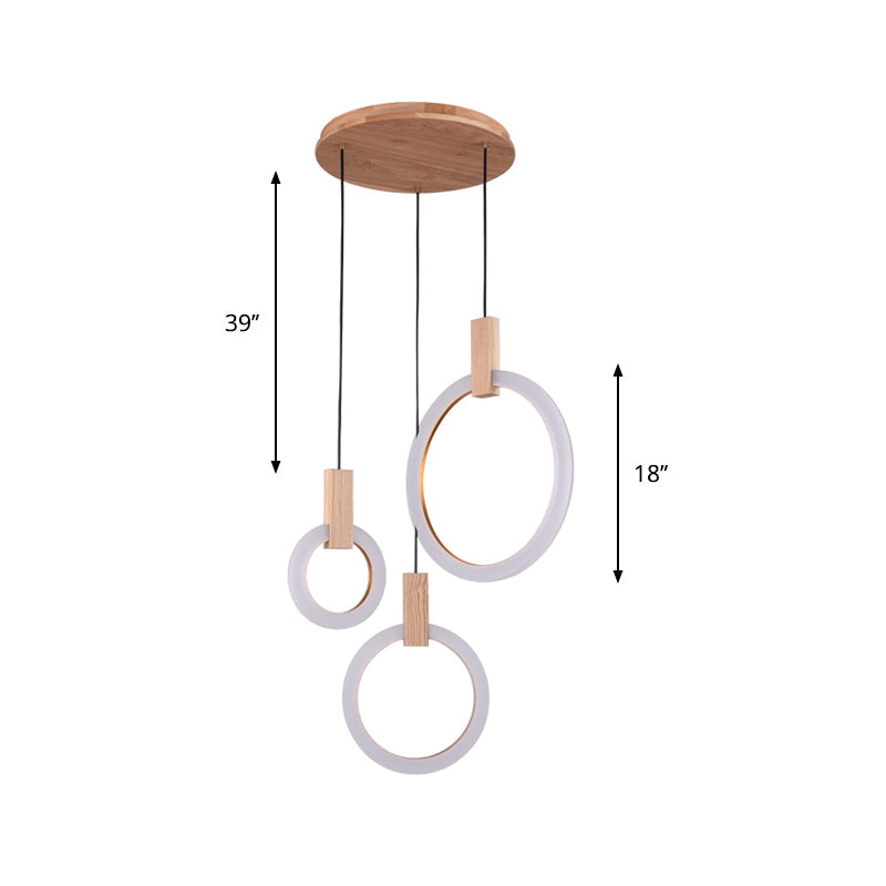 White Bedroom Suspension Pendant With Acrylic Shade And Ring Detail - 8’/12’/16’ Dia