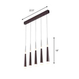Noémie - Hanging 1/5/6 Lights Bar Pendant Light Tapered Simple Metal Silver/Brown Lamp In