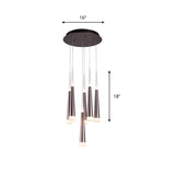 Noémie - Hanging 1/5/6 Lights Bar Pendant Light Tapered Simple Metal Silver/Brown Lamp In