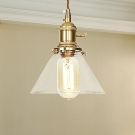 Adjustable Clear Glass Cone Pendant Light For Kitchen - Single Hanging Fixture / 1