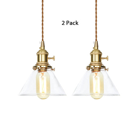 Clear Glass Cone Pendant Light Height Adjustable 1 Ideal For Kitchen / 2