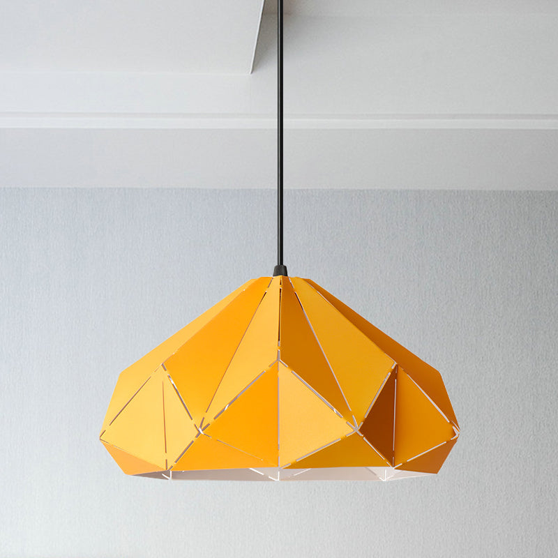 Origami Metal Pendant Light - Contemporary Hanging Ceiling (1 Light) In Blue/Pink/Yellow Yellow