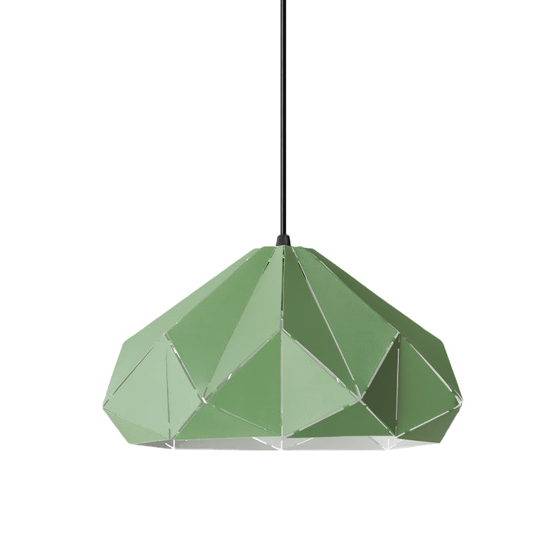 Origami Metal Pendant Light - Contemporary Hanging Ceiling (1 Light) In Blue/Pink/Yellow