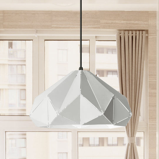 Origami Metal Pendant Light - Contemporary Hanging Ceiling (1 Light) In Blue/Pink/Yellow White
