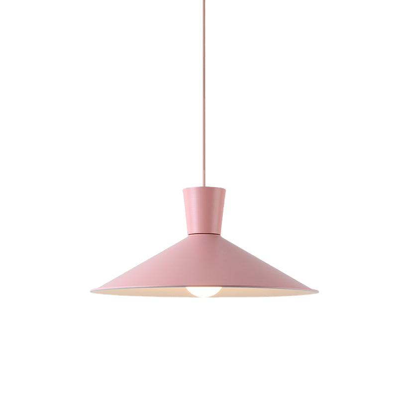 Nordic 1-Light Cone Pendant With Pink/Blue/Grey Down Lighting - Stylish Metal Hanging Light