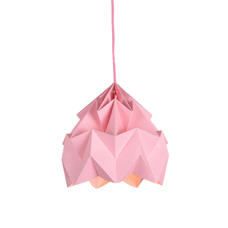 Origami Macaron Paper Ceiling Pendant Light - 9.5 Or 15 Diameter Pink/White/Green 1 Hanging Lamp Kit