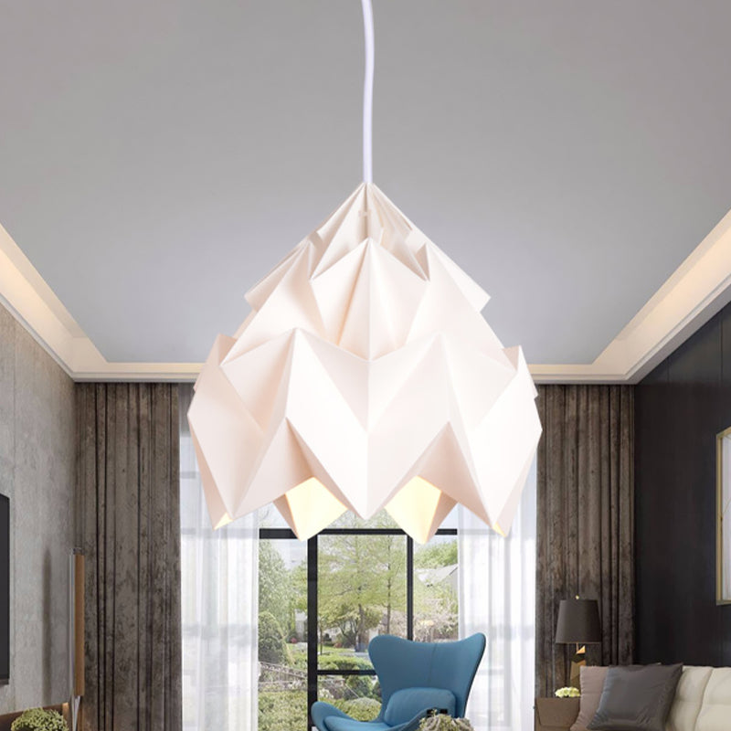 Origami Macaron Paper Ceiling Pendant Light - 9.5 Or 15 Diameter Pink/White/Green 1 Hanging Lamp Kit