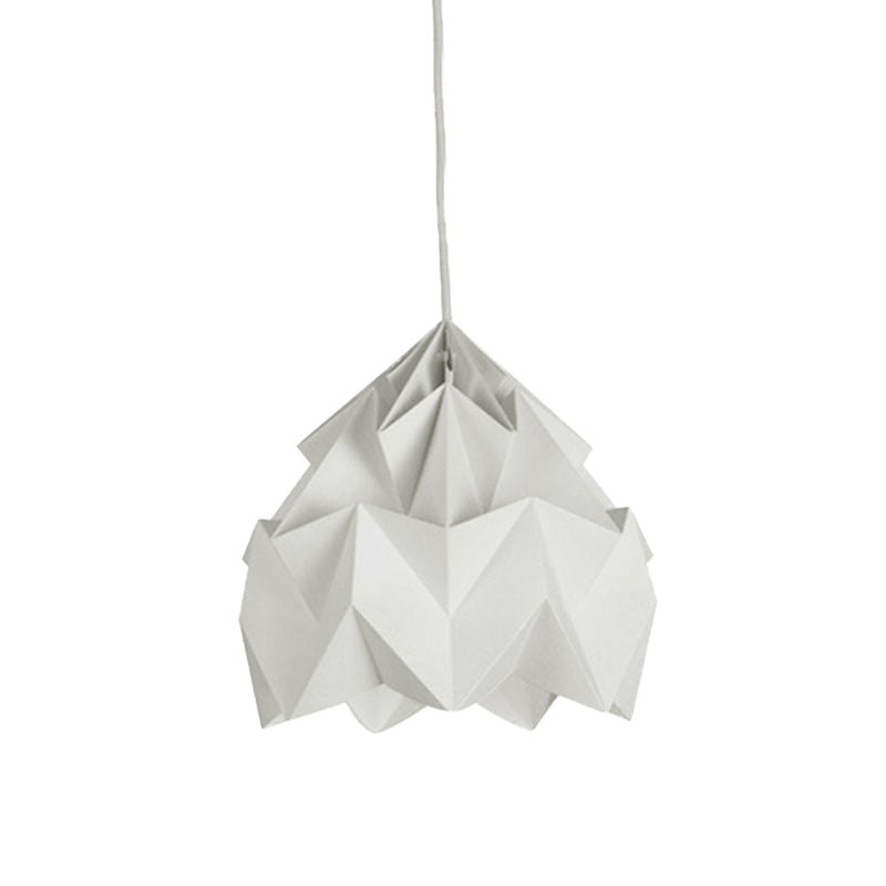 Origami Ceiling Pendant Light Macaron Paper 9.5’/15’ Dia 1-Light Hanging Lamp - Pink/White/Green