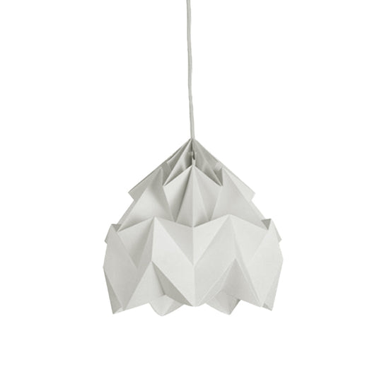 Origami Ceiling Pendant Light Macaron Paper 9.5’/15’ Dia 1-Light Hanging Lamp - Pink/White/Green