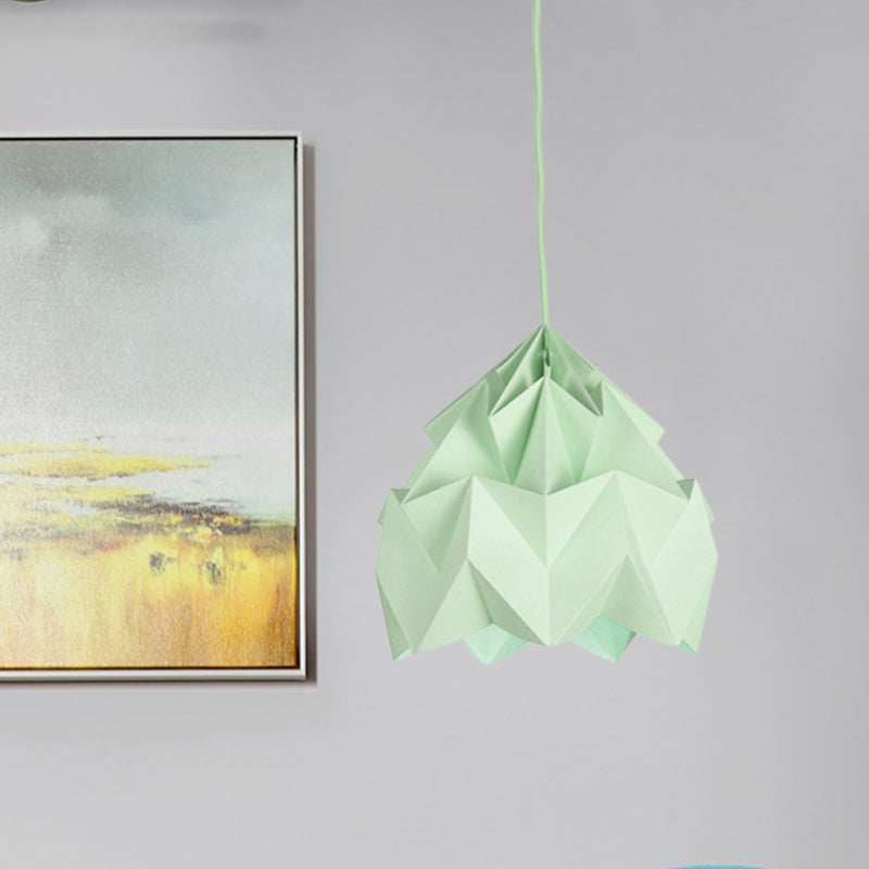 Origami Macaron Paper Ceiling Pendant Light - 9.5 Or 15 Diameter Pink/White/Green 1 Hanging Lamp Kit