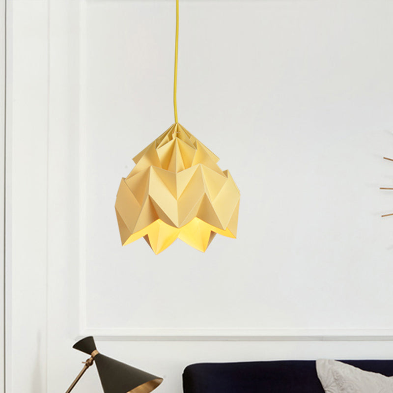 Origami Macaron Paper Ceiling Pendant Light - 9.5 Or 15 Diameter Pink/White/Green 1 Hanging Lamp Kit