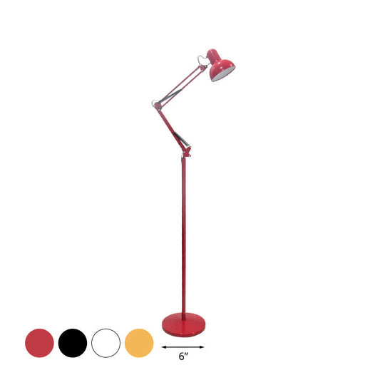 Modern Metallic Dome Shade Task Floor Lamp: Adjustable 1-Head Black/White Lighting For Living Room