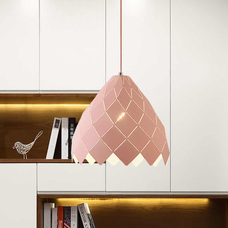 Nordic Metal Geometric Splicing Pendant Light - 1 Pink Yellow Green Hanging Fixture