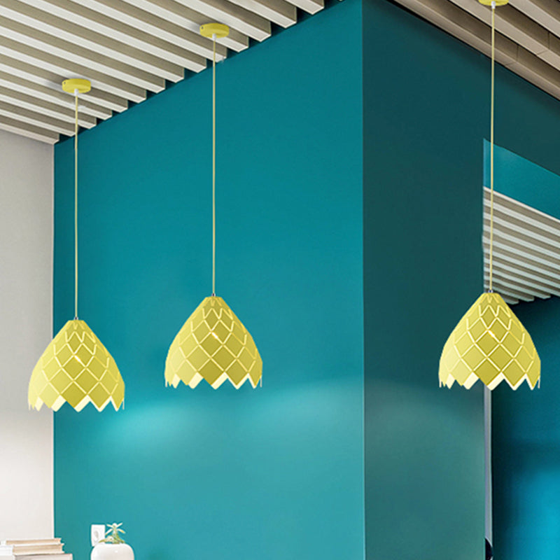 Nordic Metal Geometric Splicing Pendant Light - 1 Pink Yellow Green Hanging Fixture