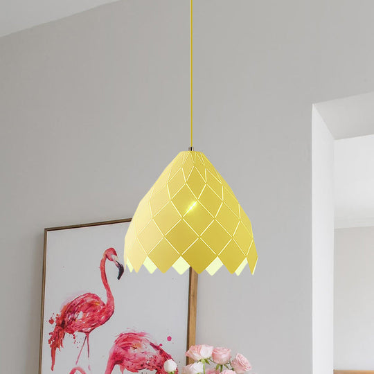 Nordic Metal Geometric Splicing Pendant Light - 1 Pink Yellow Green Hanging Fixture