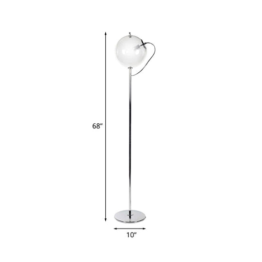 Contemporary Black Globe Floor Lamp- 1 Light Clear Glass Standing For Living Room