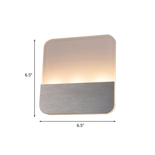 Modern Led Sconce Light: Sleek White Round/Square Design Single Acrylic Wall Lighting In Warm/White