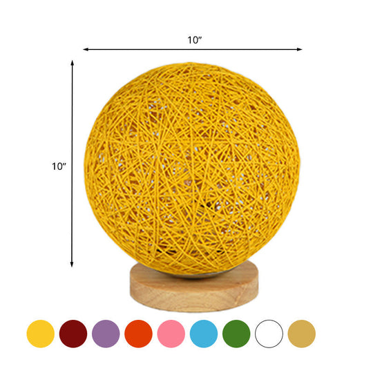 Modernist Rattan Ceiling Mount Light: Blue/Flaxen Globe Shade 6’/8’ Wide 1 Bulb Flush Lighting