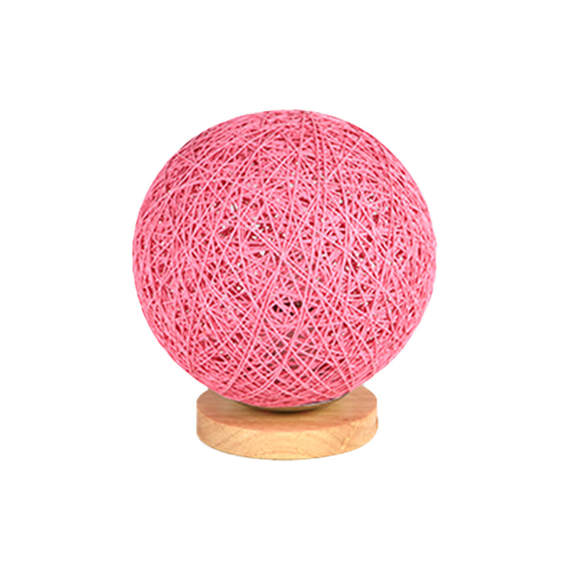 Modernist Rattan Ceiling Mount Light: Blue/Flaxen Globe Shade 6/8 Wide 1 Bulb Flush Lighting For