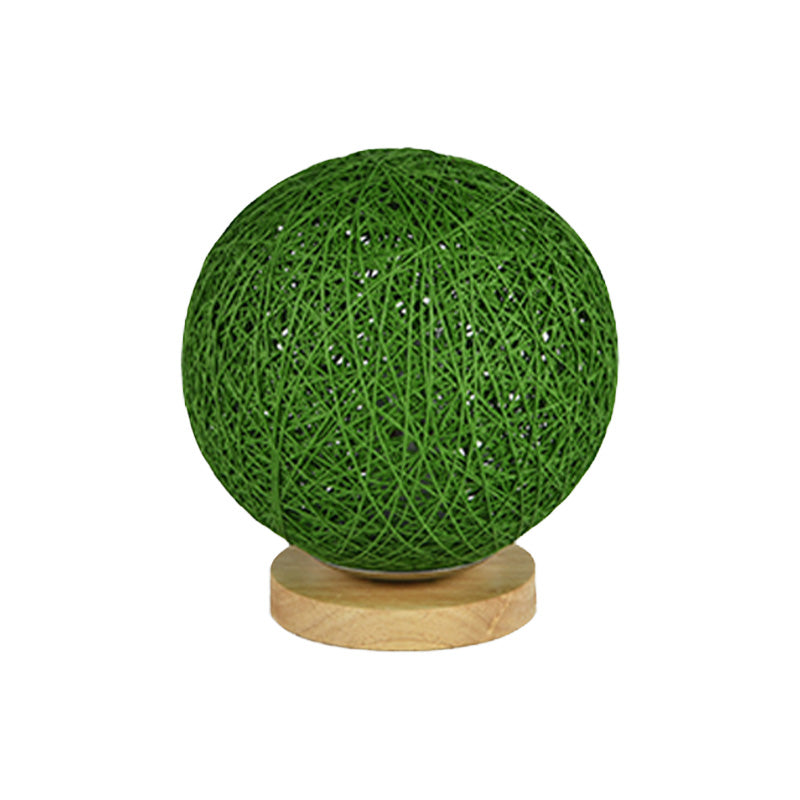 Modernist Rattan Ceiling Mount Light: Blue/Flaxen Globe Shade 6/8 Wide 1 Bulb Flush Lighting For