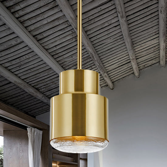 Post Modern Cylinder Pendant Ceiling Light Gold/Bronze Suspension For Living Room Gold
