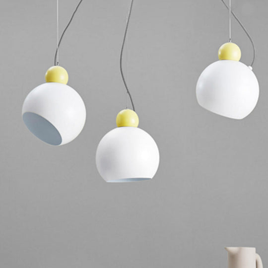 Stylish Nordic Metal Pendant Lamp - 1 Light Ceiling Lighting In Green/White For Living Room