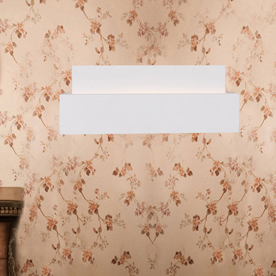 Simple Style White Rectangular Wall Washer Light For Bedroom - Plaster Mounted Lamp