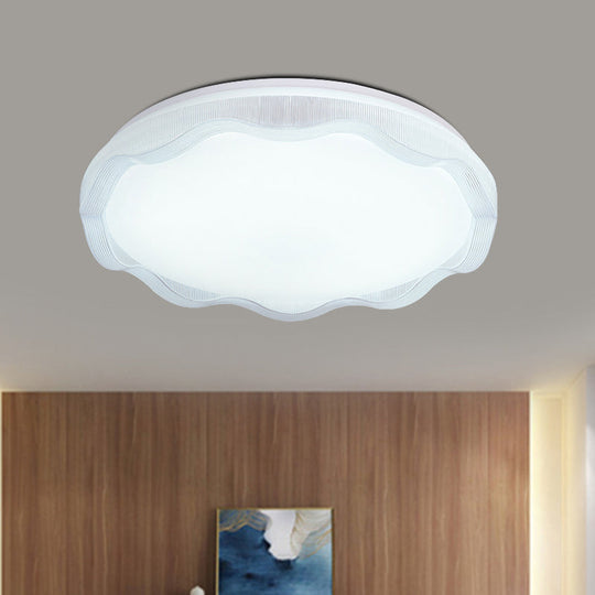16/19.5 Simple Style Scalloped Ceiling Lamp With Acrylic Diffuser - White/Blue/Gold Flush Light