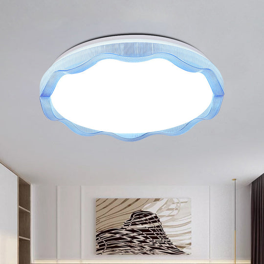 16’/19.5’ Simple Style Scalloped Ceiling Lamp With Acrylic Diffuser - White/Blue/Gold Flush