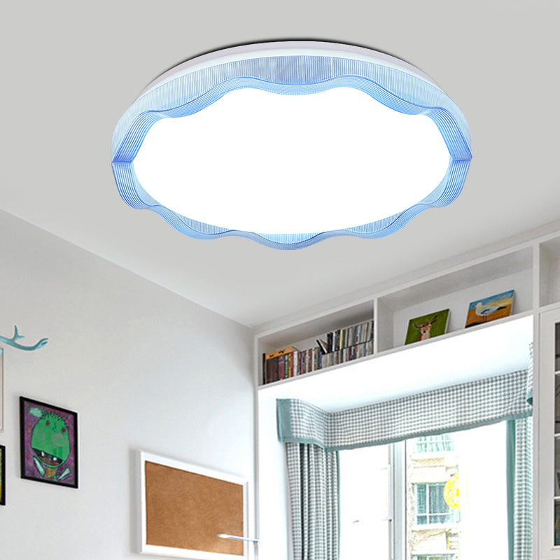 16’/19.5’ Simple Style Scalloped Ceiling Lamp With Acrylic Diffuser - White/Blue/Gold Flush