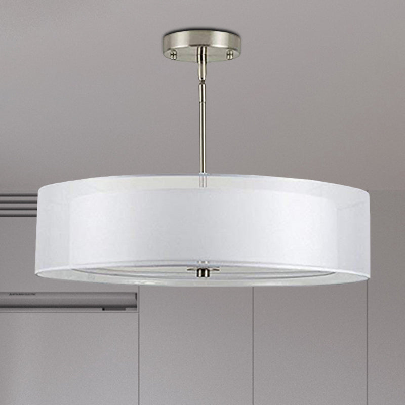 Contemporary White Fabric Led Cylinder Pendant Lamp - 16’/19.5’/23.5’ Dia