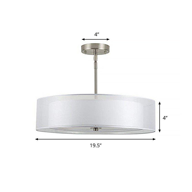 Contemporary Fabric White Led Hanging Pendant Lamp - 16/19.5/23.5 Diameter