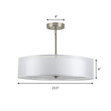 Contemporary Fabric White Led Hanging Pendant Lamp - 16/19.5/23.5 Diameter