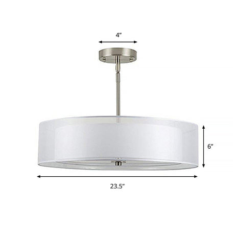 Contemporary Fabric White Led Hanging Pendant Lamp - 16/19.5/23.5 Diameter
