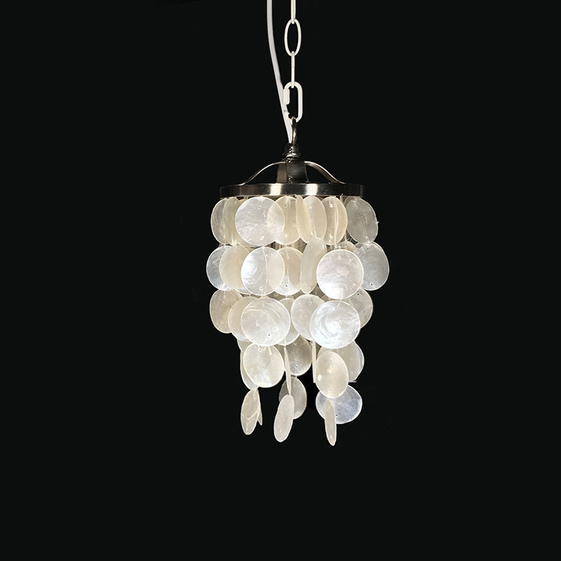 Nordic Shell Wind Chime Pendant Light - Elegant White Ceiling For Living Room
